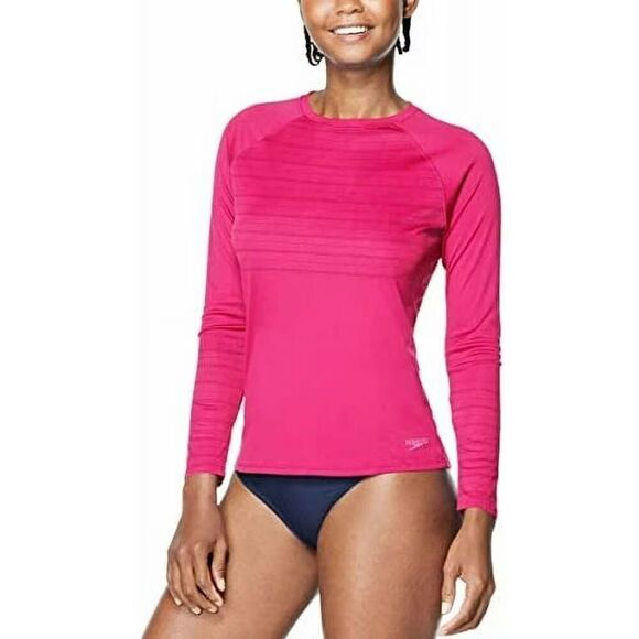 Speedo Women's Fuschia Performance Long Sleeve Crewneck Top size Large - Picture 10 of 10